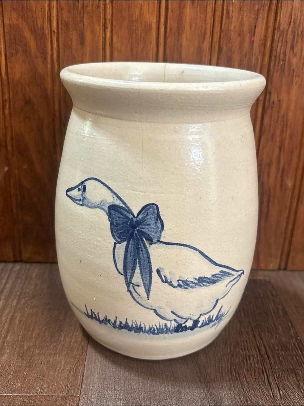 Blue Goose Ceramic Vase - White and Blue Home Art